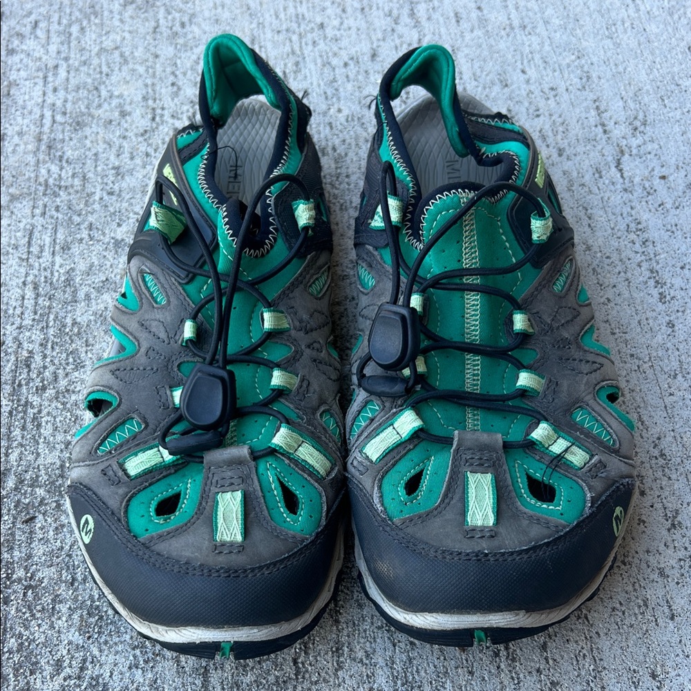 Women’s Merrell Outdoor Adventure Hiking‎ Sandal Green and Gray, Sz 10.5